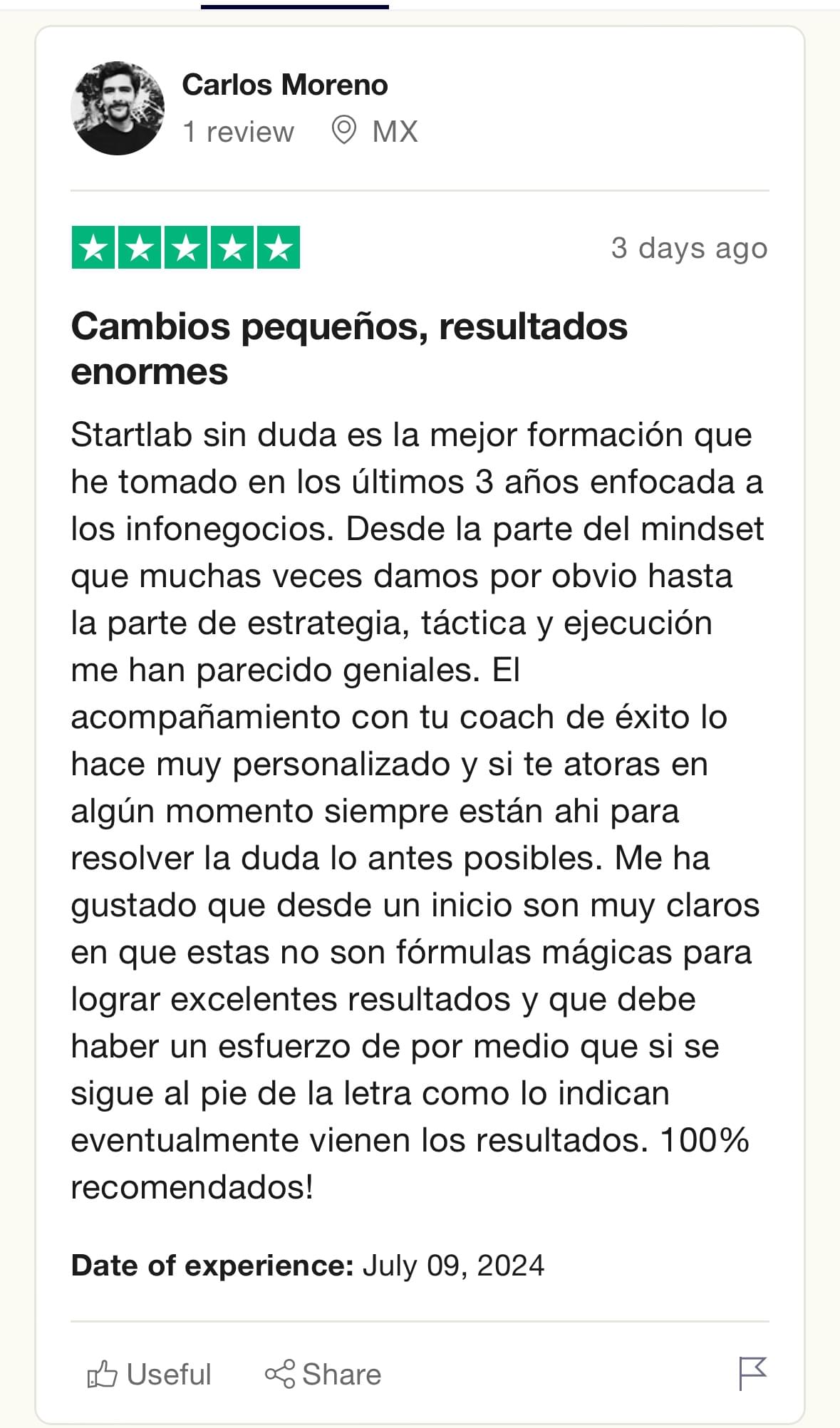 Resultado cliente StartLab